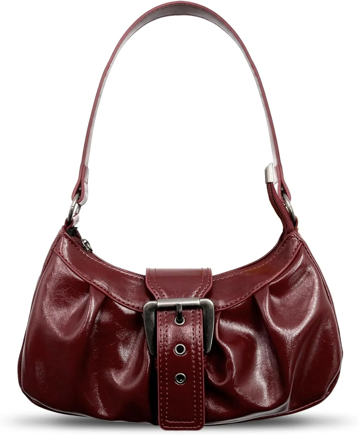 Shoulder Bag for Women, Y2k Purse Top Handle Shoulder Bag Buckle Punk Hobo Clutch Purses Bags (Red)