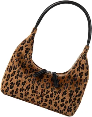 Shoulder Handbag，Korean Styles Plush Bag Leopards Print Retro Handbag for Fashion Women Unique Pattern Evening Bag for Party Cocktail
