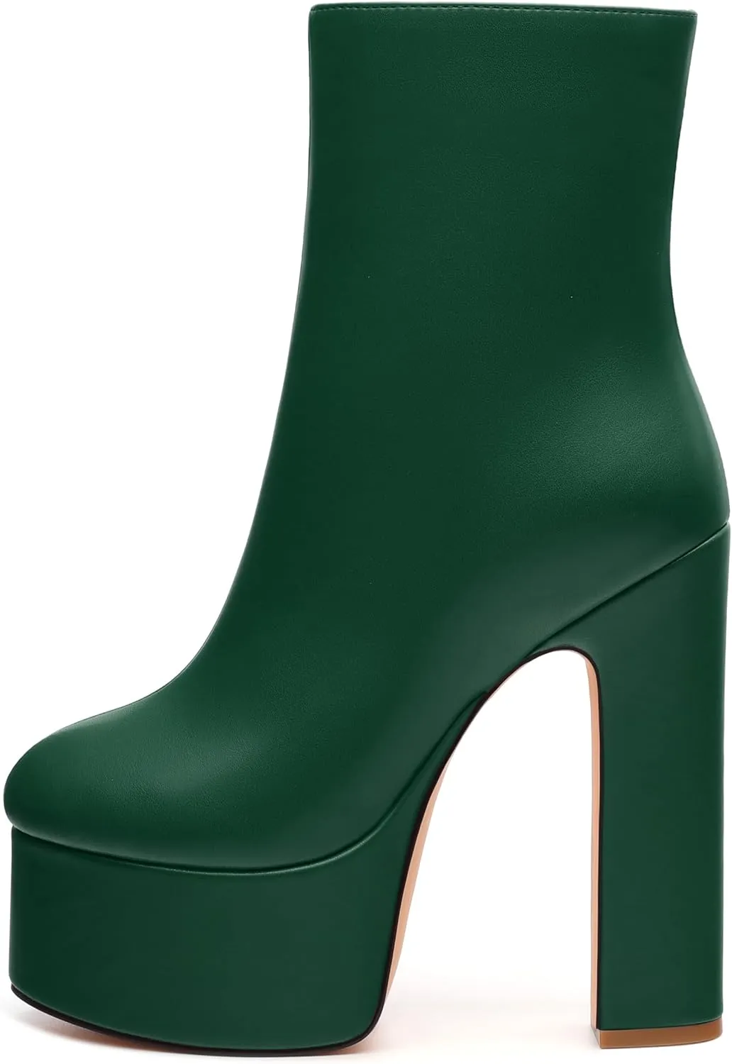 SHOWFOREST Platform Ankle Boots for Women Block High Heel Round Toe 5.9 Inch Short Booties Side Zipper Fashion Wedding Evening Party Fall Shoes