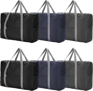 Silkfly 6 Pcs Foldable Travel Duffel Bags Personal Item Duffel Bag Tote 18 x 13 x 7 Inch Carry Luggage Bag Women Weekender Overnight Tote Bags Sports Gym Bag for Girls Women Men Airport