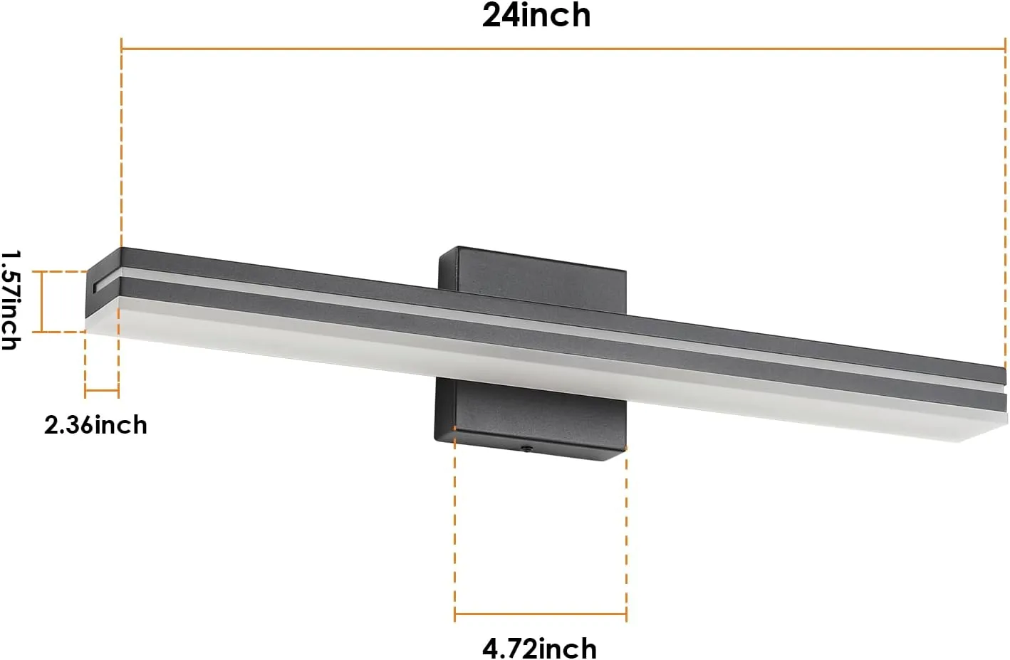 SineRise LED Modern Bathroom Vanity Light Bar (24-Inch, 3000K/4000K/6000K), Matte Black Dimmable Modern Acrylic Bathroom Wall Lighting Fixtures Over Mirror