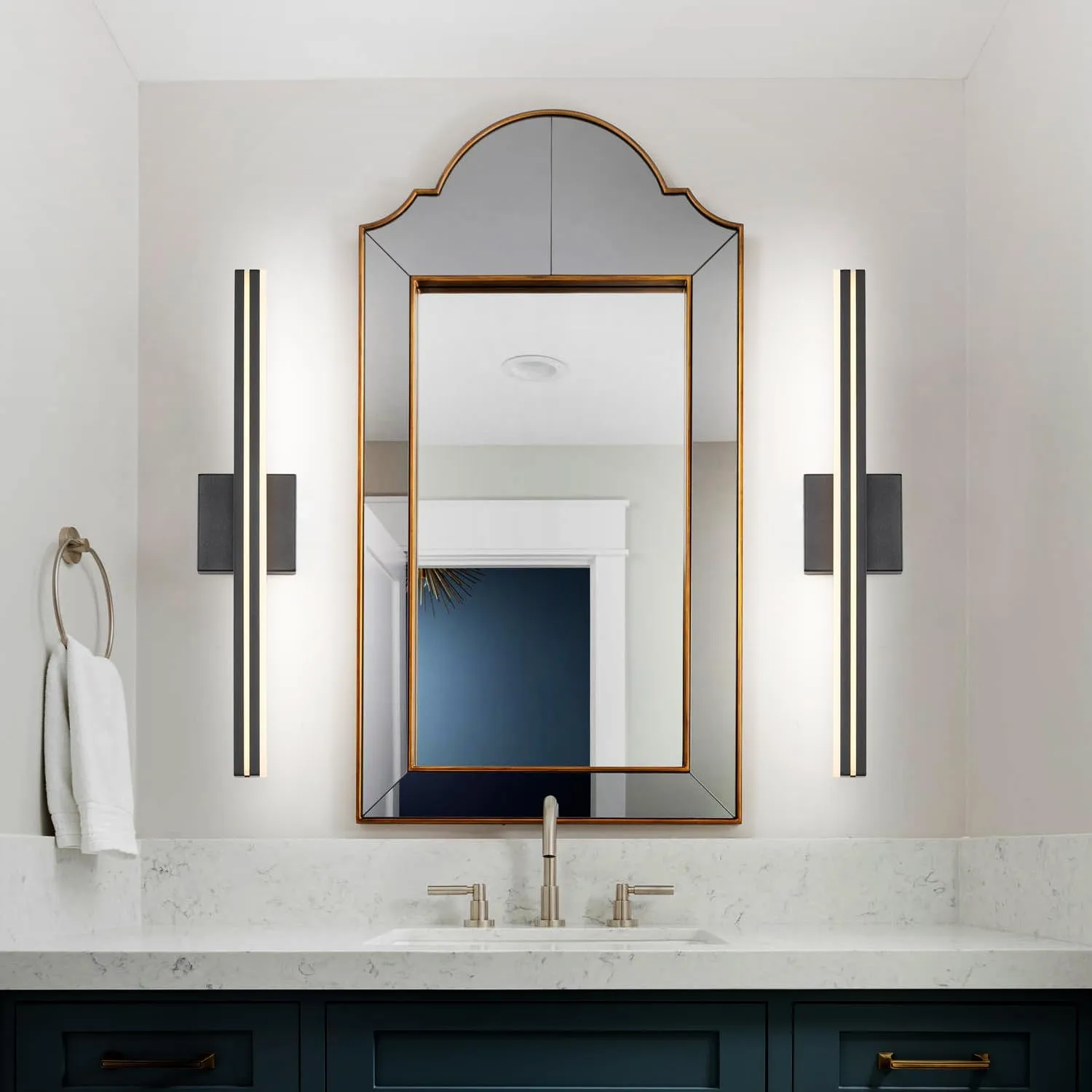 SineRise LED Modern Bathroom Vanity Light Bar (24-Inch, 3000K/4000K/6000K), Matte Black Dimmable Modern Acrylic Bathroom Wall Lighting Fixtures Over Mirror