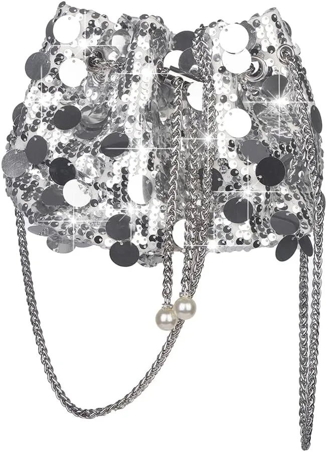 Sither Women's Evening Handbag Large Sequin Evening Bag Purses for Women Glitter Sparkly Handbag for Party