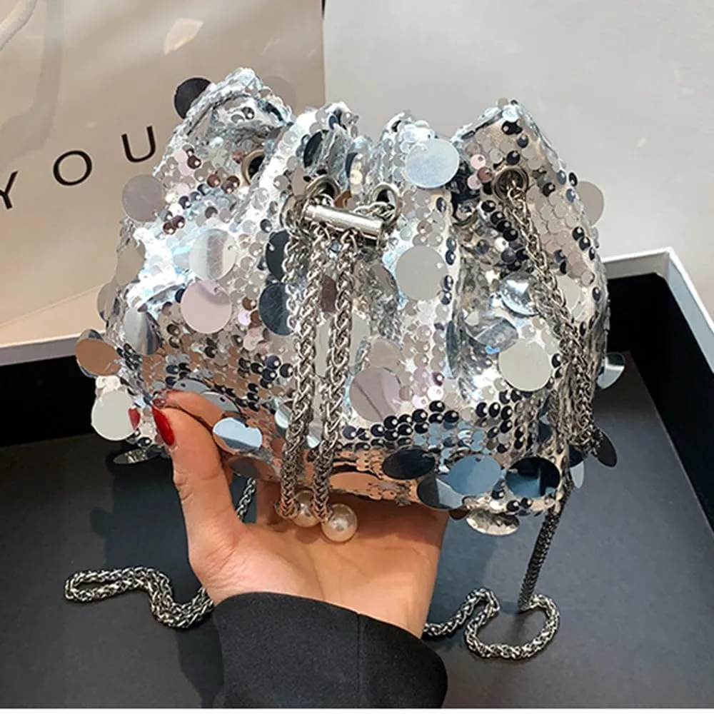 Sither Women's Evening Handbag Large Sequin Evening Bag Purses for Women Glitter Sparkly Handbag for Party