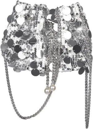 Sither Women's Evening Handbag Large Sequin Evening Bag Purses for Women Glitter Sparkly Handbag for Party