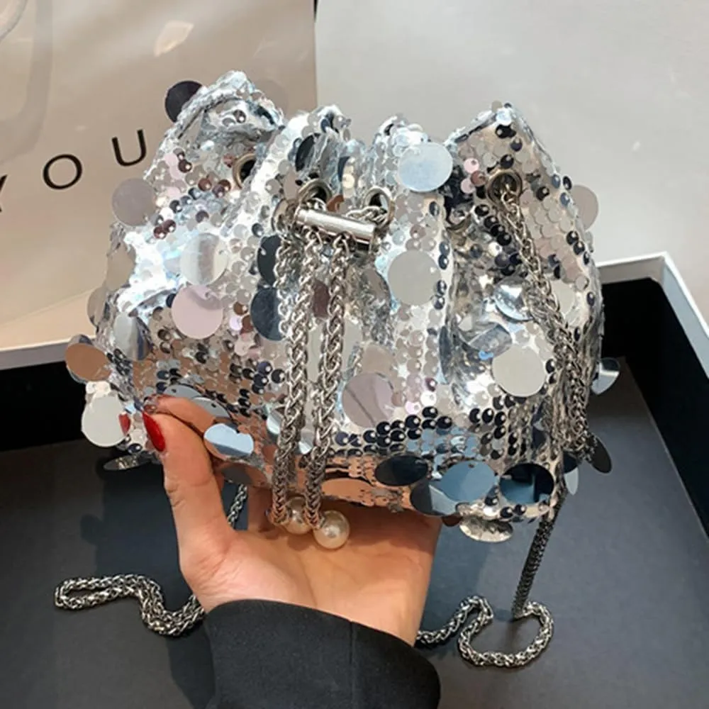 Sither Women's Evening Handbag Large Sequin Evening Bag Purses for Women Glitter Sparkly Handbag for Party
