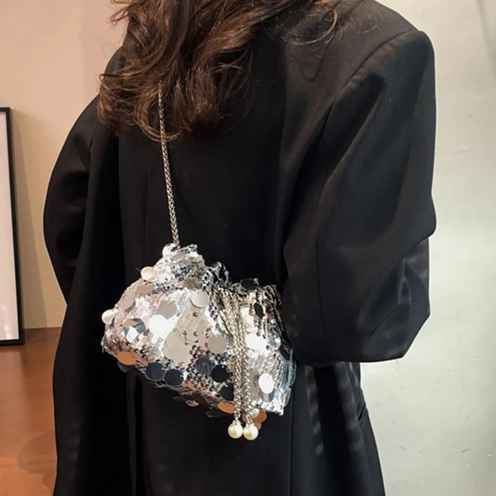Sither Women's Evening Handbag Large Sequin Evening Bag Purses for Women Glitter Sparkly Handbag for Party