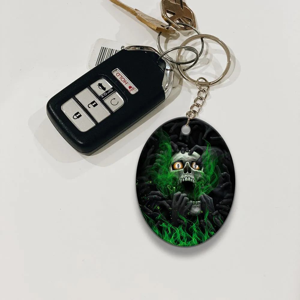 Skull Billiard 8-Ball Pool Player Old Men Personalized Name Keychain For Billiard Players