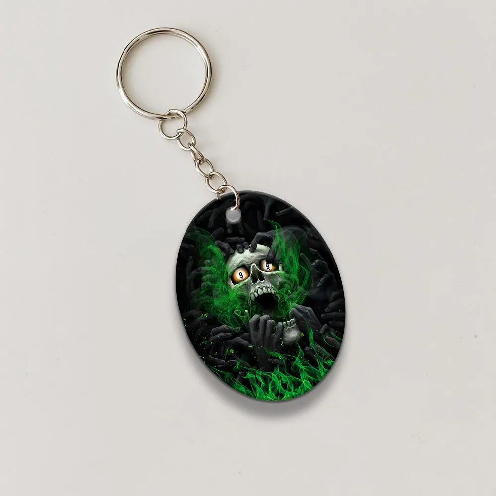 Skull Billiard 8-Ball Pool Player Old Men Personalized Name Keychain For Billiard Players