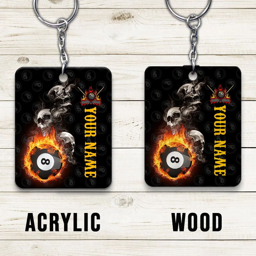 Skull Reaper Billiard Pool 8 Ball Hello Darkness My Old Friend Keychain Gift For Billiard Players