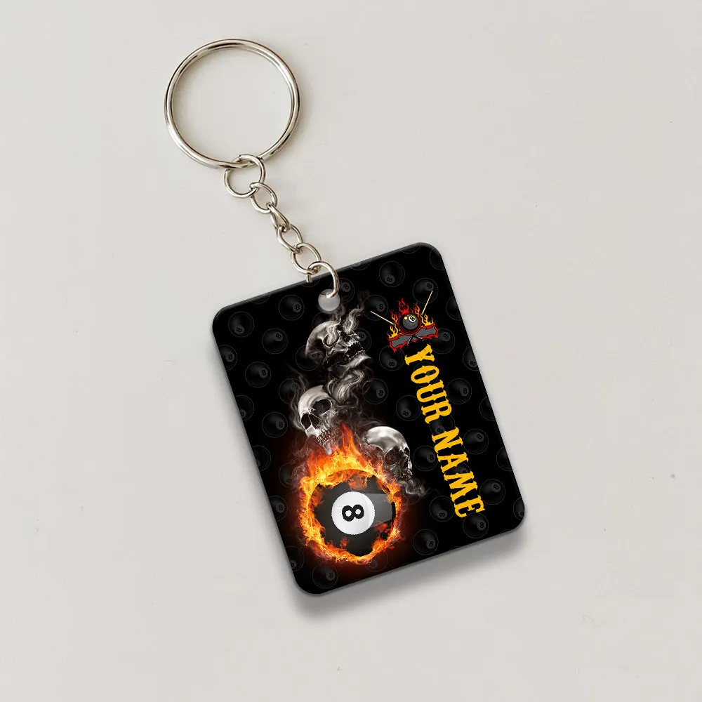 Skull Reaper Billiard Pool 8 Ball Hello Darkness My Old Friend Keychain Gift For Billiard Players