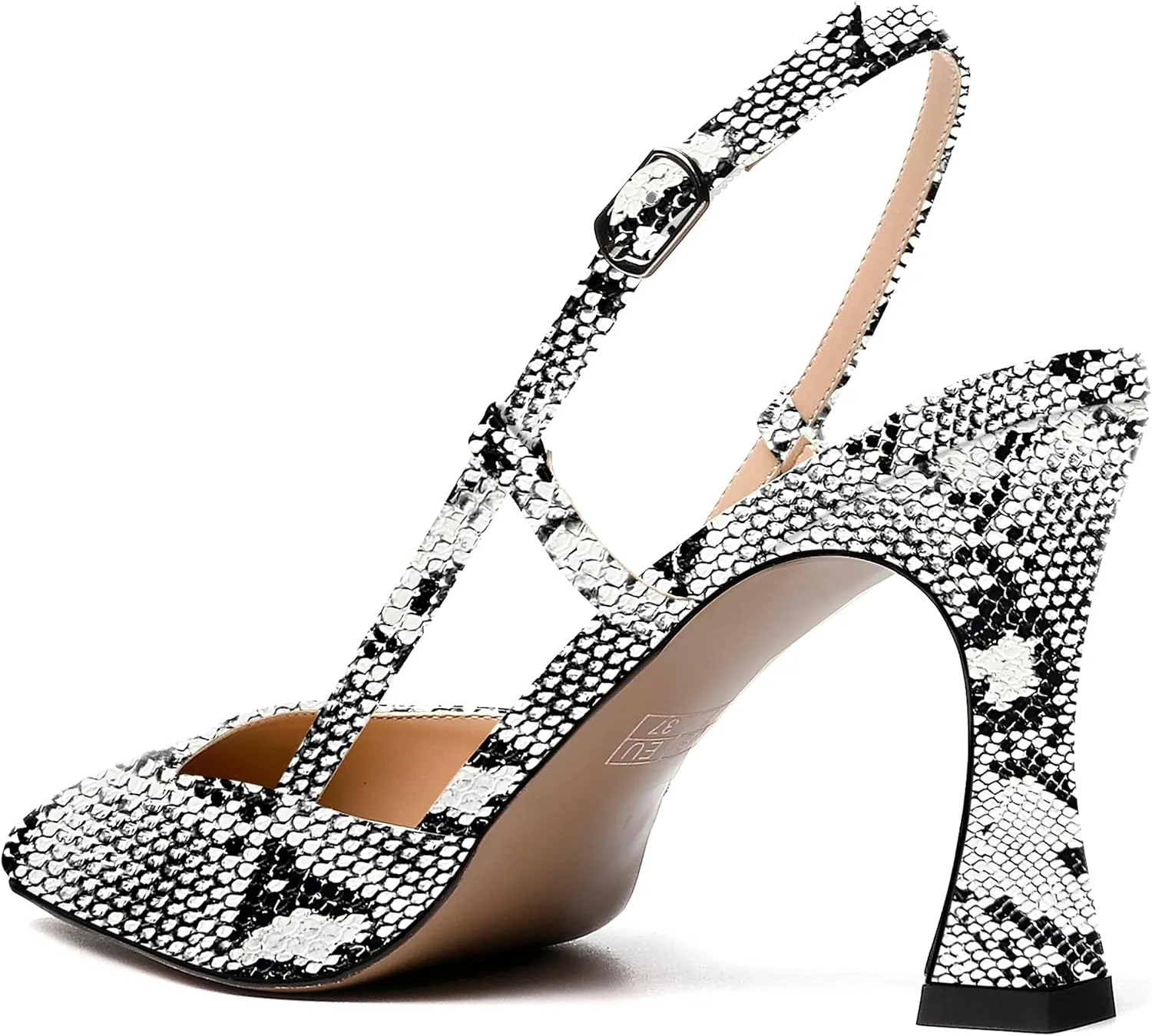 SKYSTERRY Women's Slingback Patent Dress Cut Out Pointed Toe Evening Spool High Heel Pumps Dress Shoes 3.5 Inch
