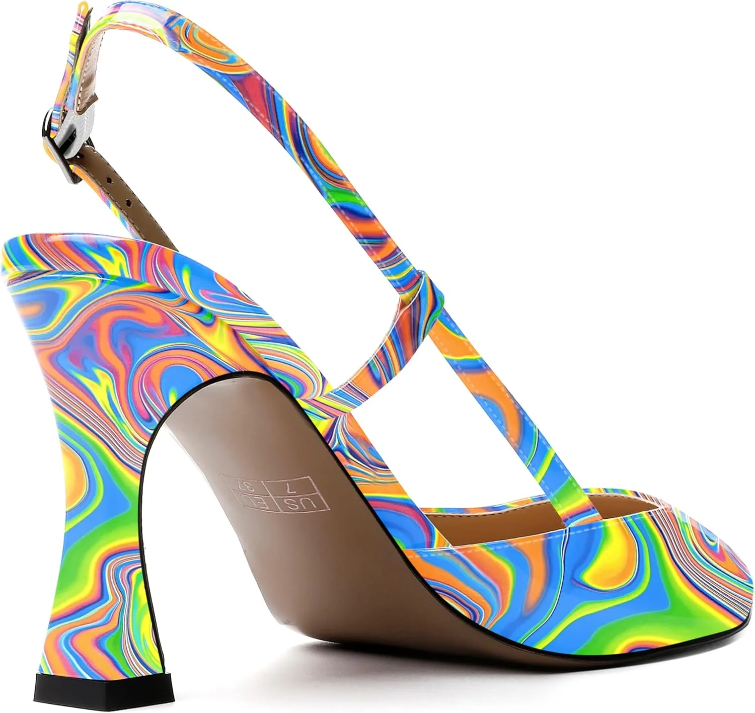 SKYSTERRY Women's Slingback Patent Dress Cut Out Pointed Toe Evening Spool High Heel Pumps Dress Shoes 3.5 Inch