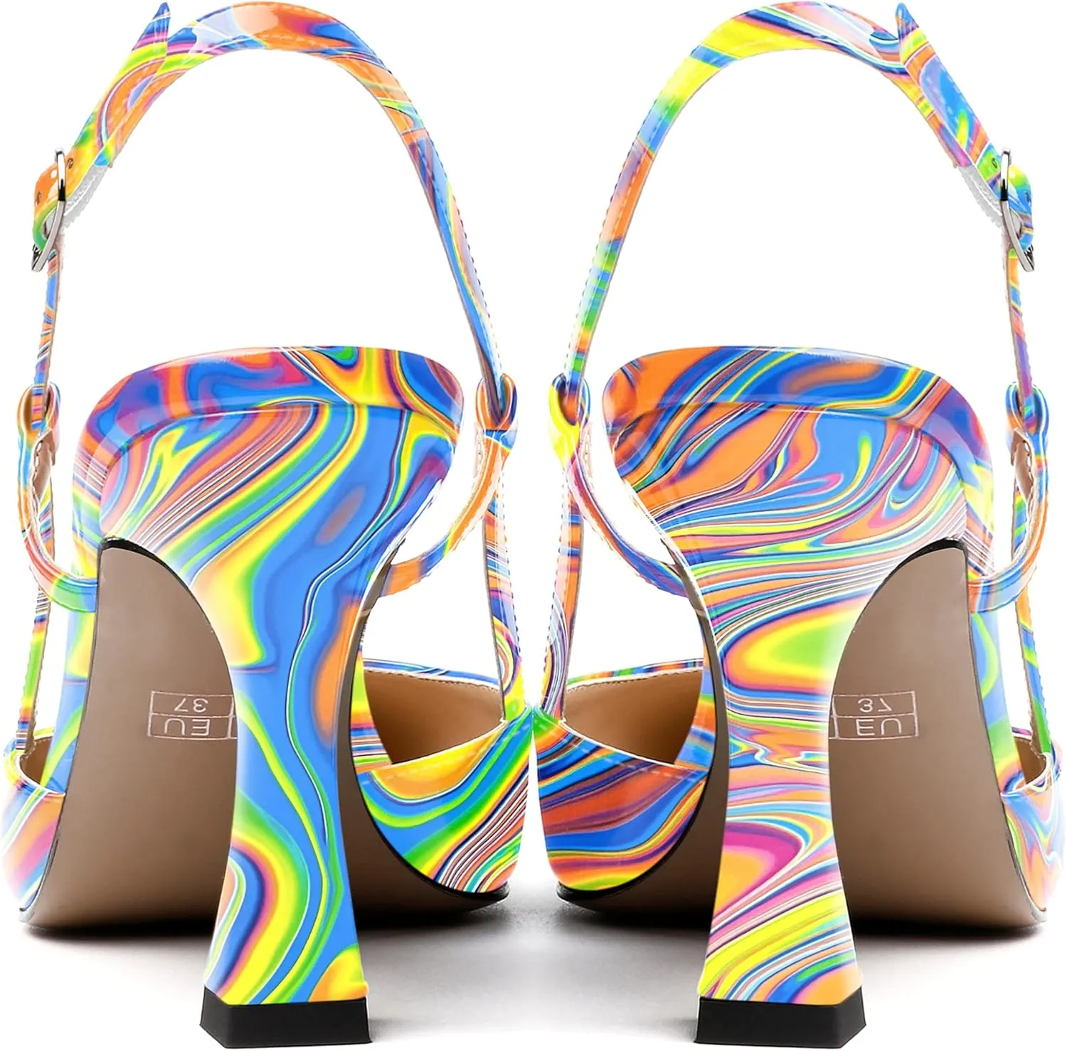 SKYSTERRY Women's Slingback Patent Dress Cut Out Pointed Toe Evening Spool High Heel Pumps Dress Shoes 3.5 Inch