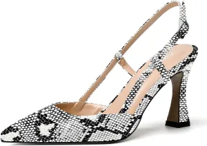 SKYSTERRY Women's Slingback Patent Dress Cut Out Pointed Toe Evening Spool High Heel Pumps Dress Shoes 3.5 Inch
