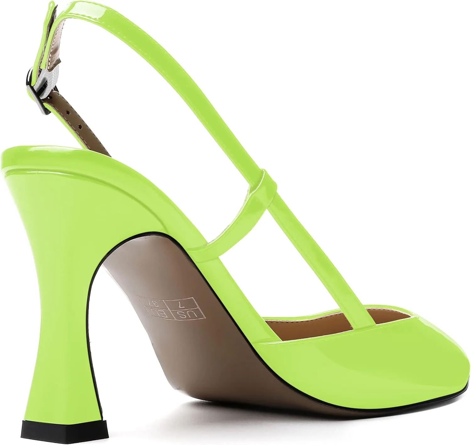 SKYSTERRY Women's Slingback Patent Dress Cut Out Pointed Toe Evening Spool High Heel Pumps Dress Shoes 3.5 Inch