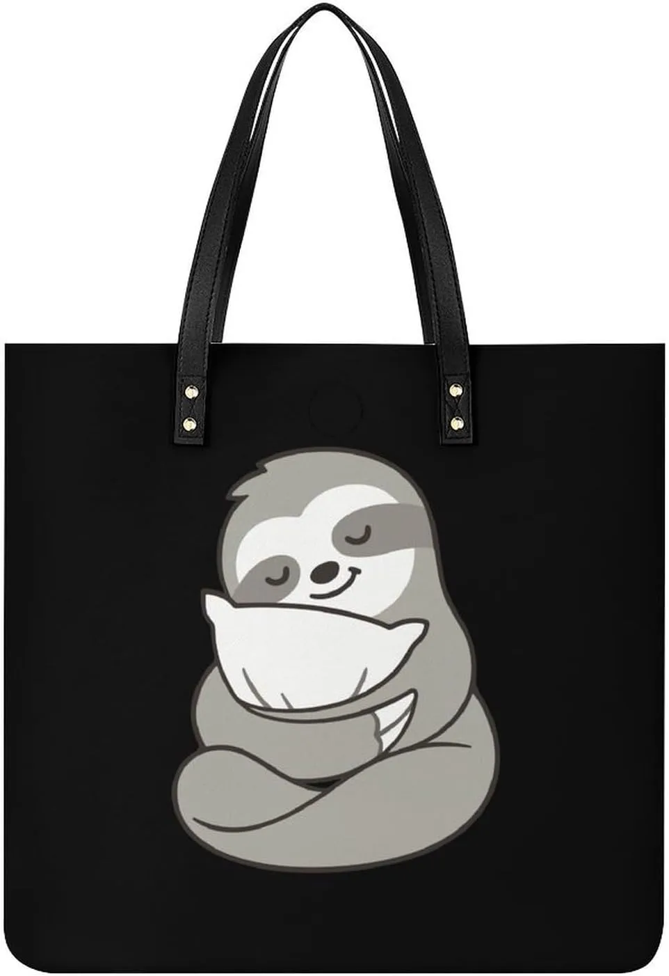 Sleepy Sloth Hugging Pillow Tote Bag Leather Handbags Large Shoulder Bag for College Work Travel Shopping
