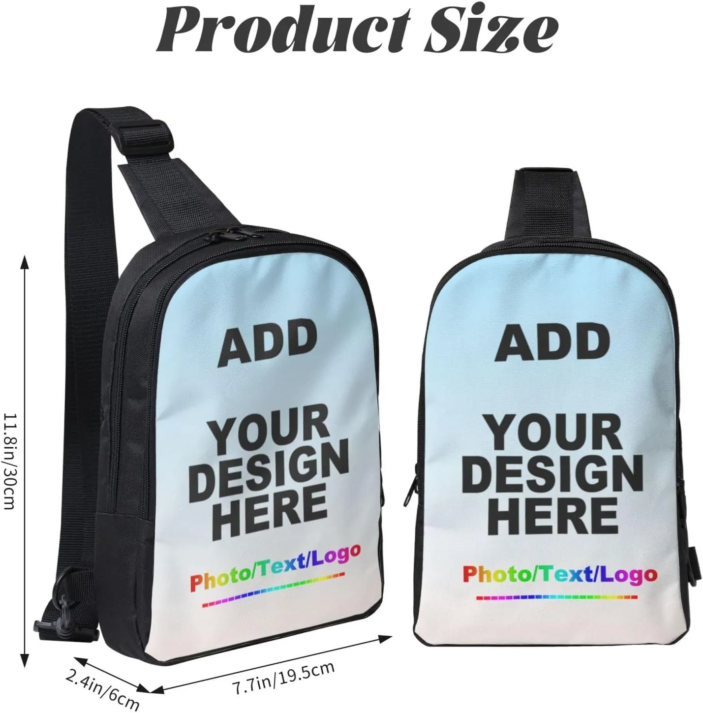 Sling Bag Customizable with Images,Text,or Logos Shoulder Cross Chest Bag Personalized Casual Crossbody Bag