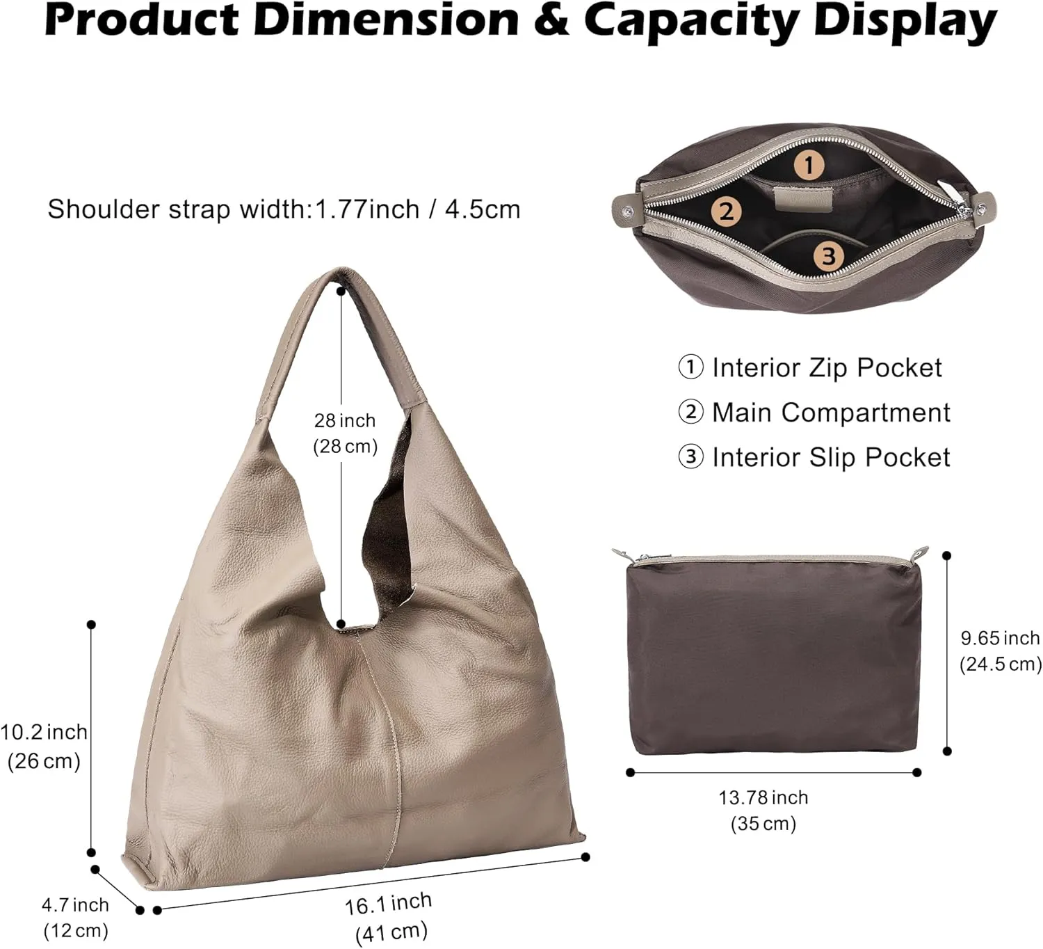 Slouchy Hobo Bag Real Leather Shoulder Hobo Bags for Women Designer Handbags Over Shoulder Hobo Purses for Women Trendy Soft