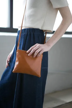 Small Crossbody bag with adjustable strap - vegan and machine washable made in USA (Orange)