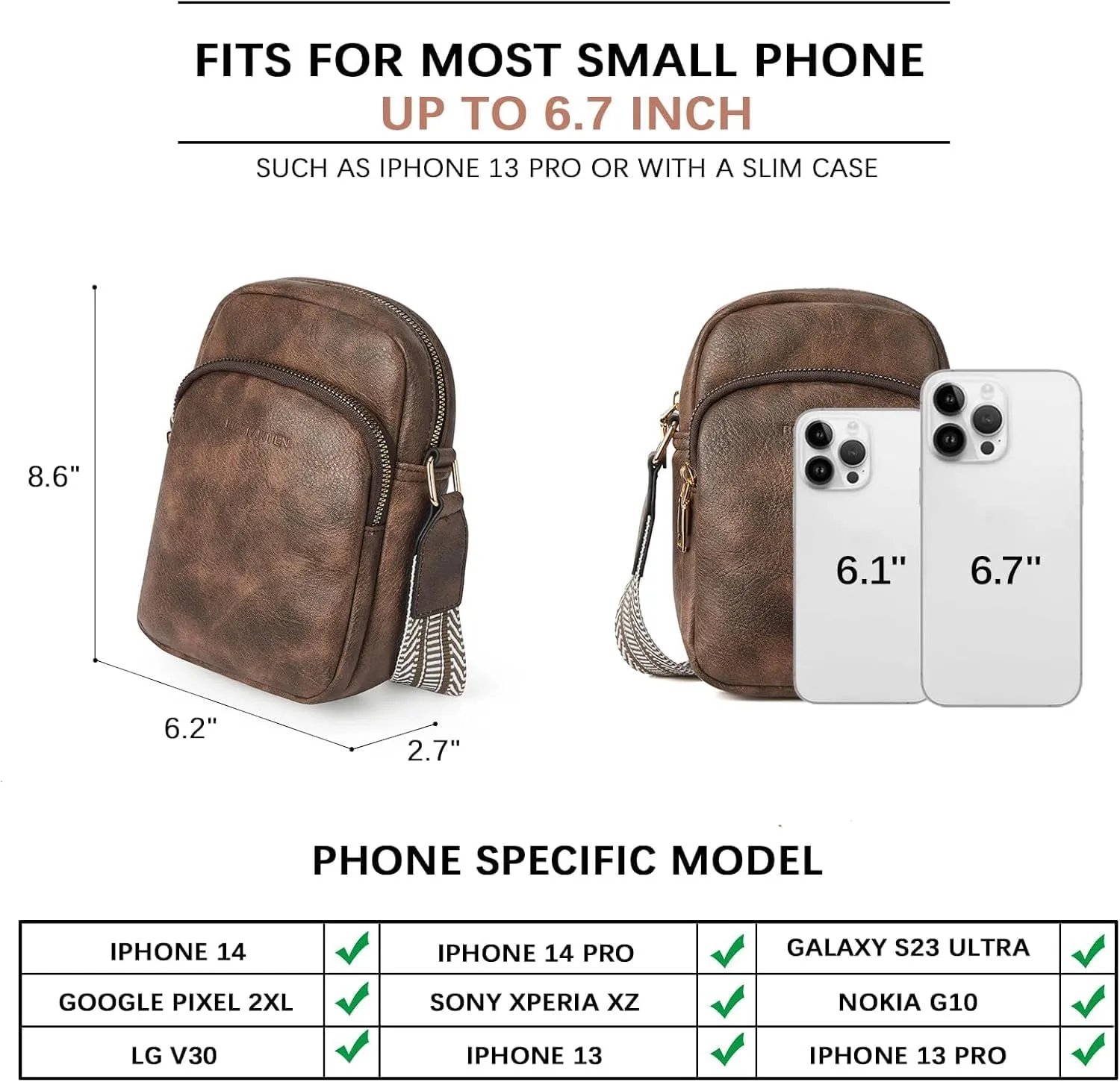 Small Crossbody Bags for Women Designer Zip Cell Phone Purse Shoulder Handbags Wallet with Card Slots