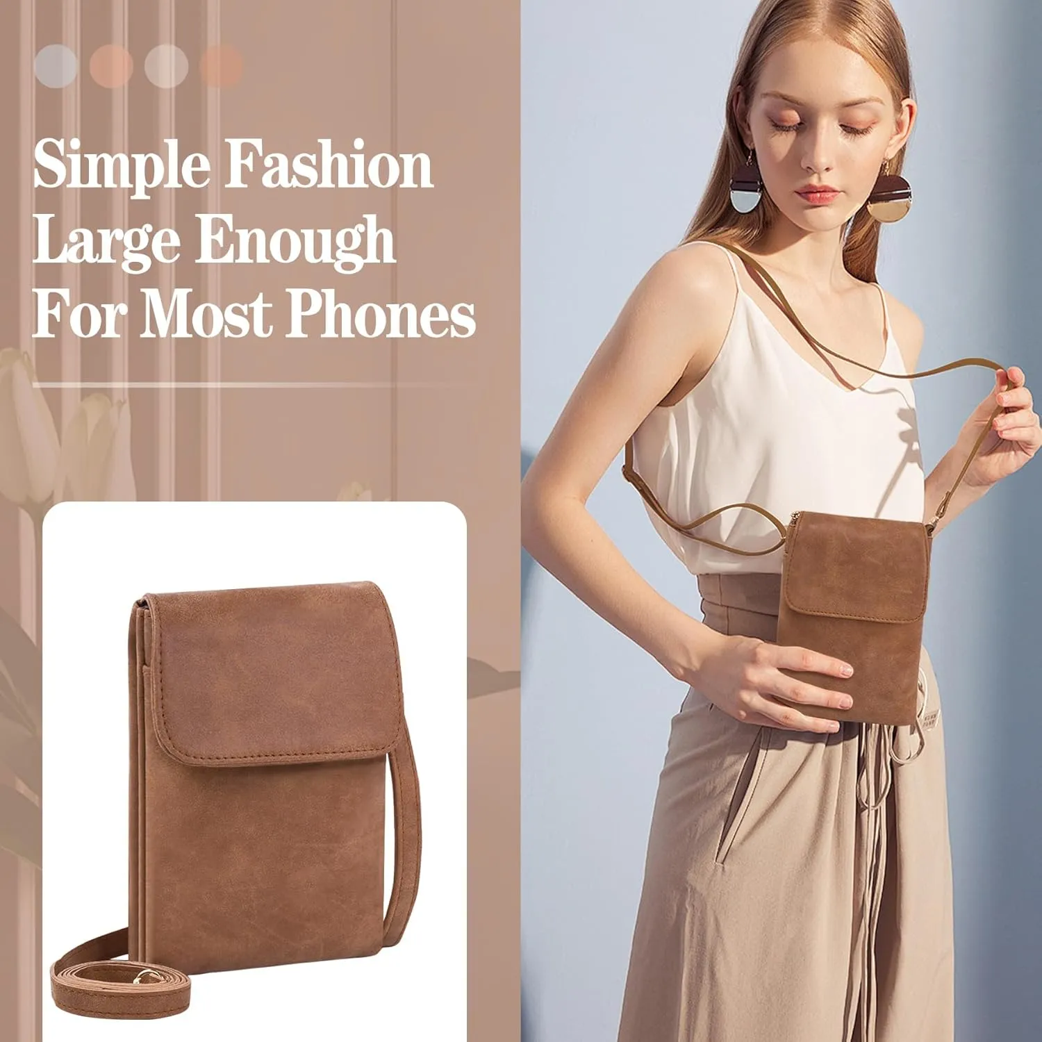 Small Crossbody Bags for Women, Leather Cell Phone Purse with Adjustable Strap, Handbags Bag for Travel Shopping