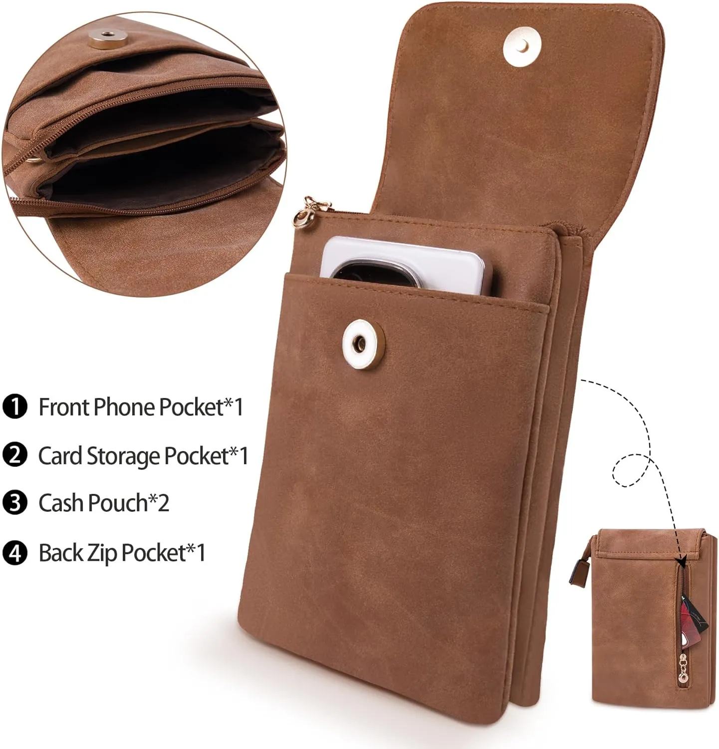 Small Crossbody Bags for Women, Leather Cell Phone Purse with Adjustable Strap, Handbags Bag for Travel Shopping