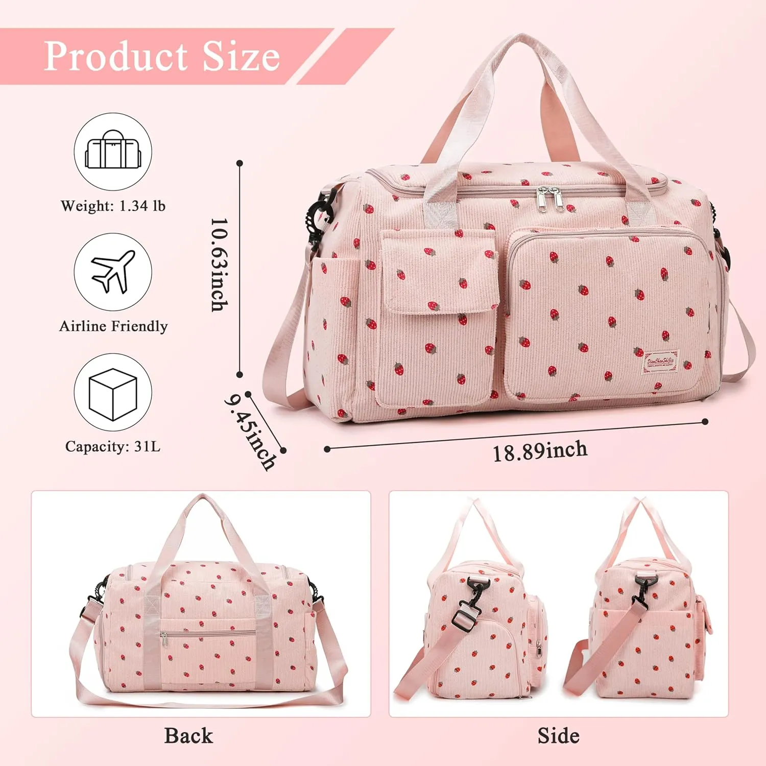 Small Gym Bags for Women, Travel Duffle Bag with Shoes Compartment, 4 in 1 Carry on Weekender Overnight Bag with Dry Wet Separated Pocket, Sport Gym Tote Bag for Yoga, Dance, Swimming, Workout, Ballet