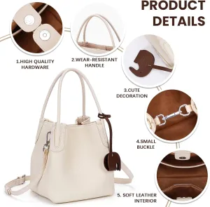 Small Leather Tote Bag for Women Mini Luxury Bucket Bags Vintage Crossbody Bags Trendy Handbags Satchel Shoulder Purse