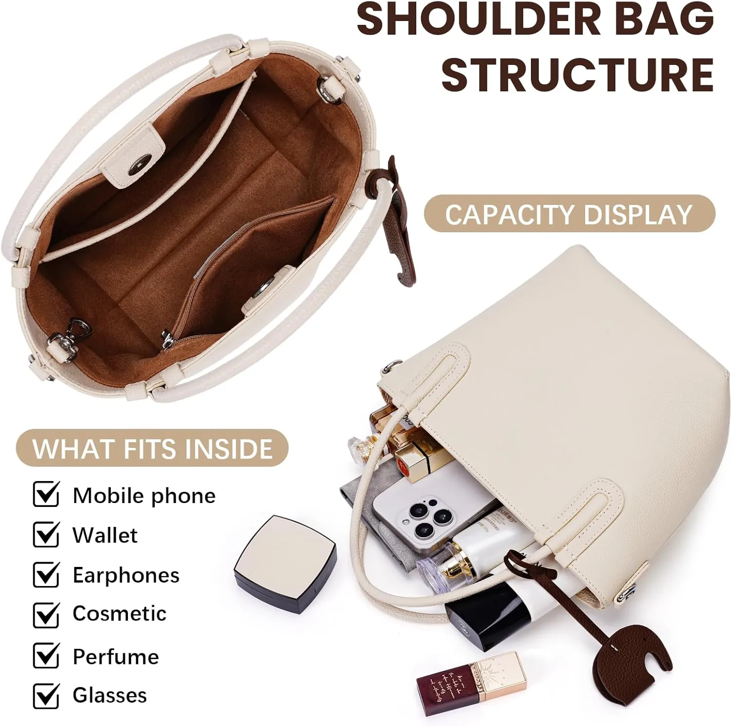 Small Leather Tote Bag for Women Mini Luxury Bucket Bags Vintage Crossbody Bags Trendy Handbags Satchel Shoulder Purse