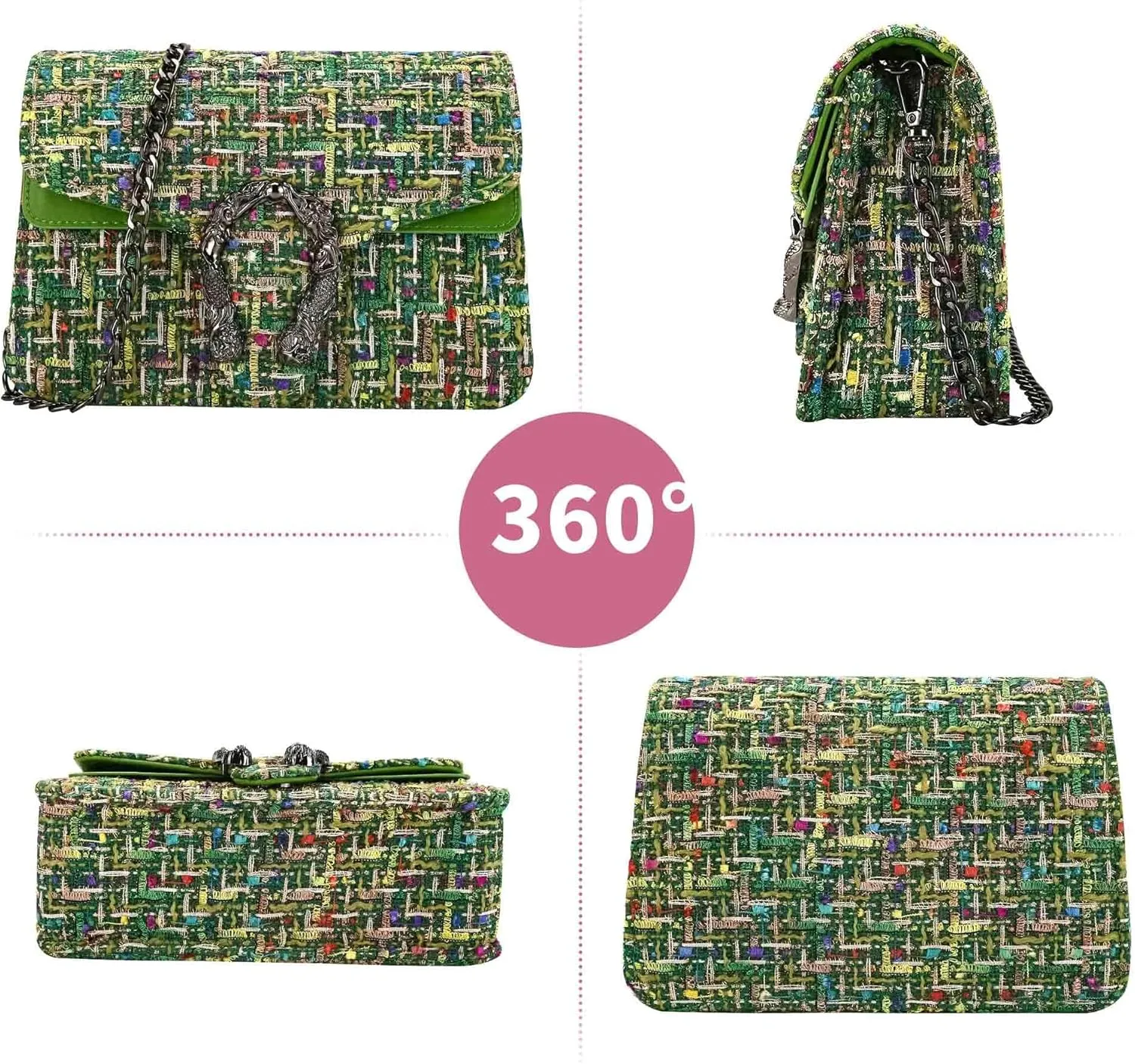 Small Quilted Crossbody Bag for Women Trendy Cute Ladies Shoulder Evening Bag Clutch with Chain Designer Tweed Purses