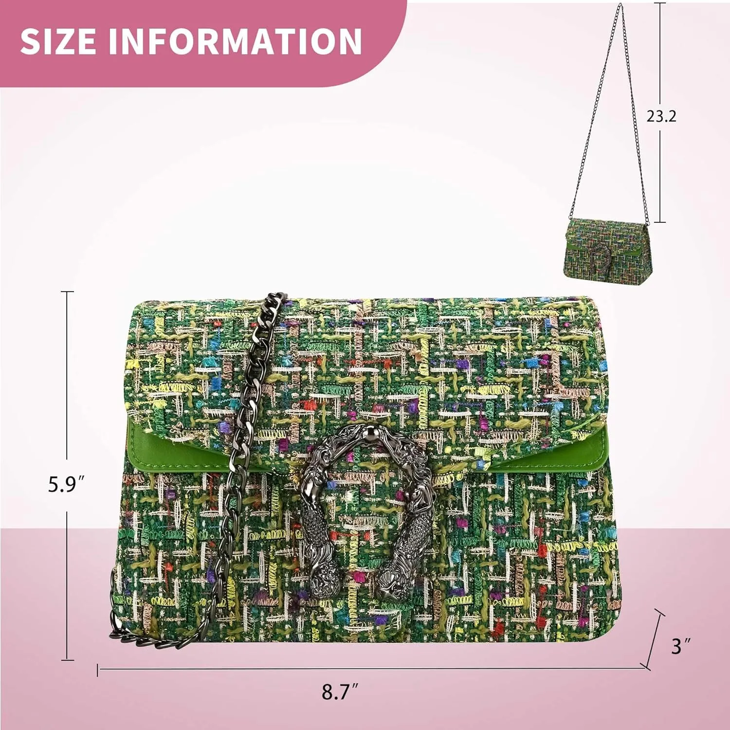 Small Quilted Crossbody Bag for Women Trendy Cute Ladies Shoulder Evening Bag Clutch with Chain Designer Tweed Purses