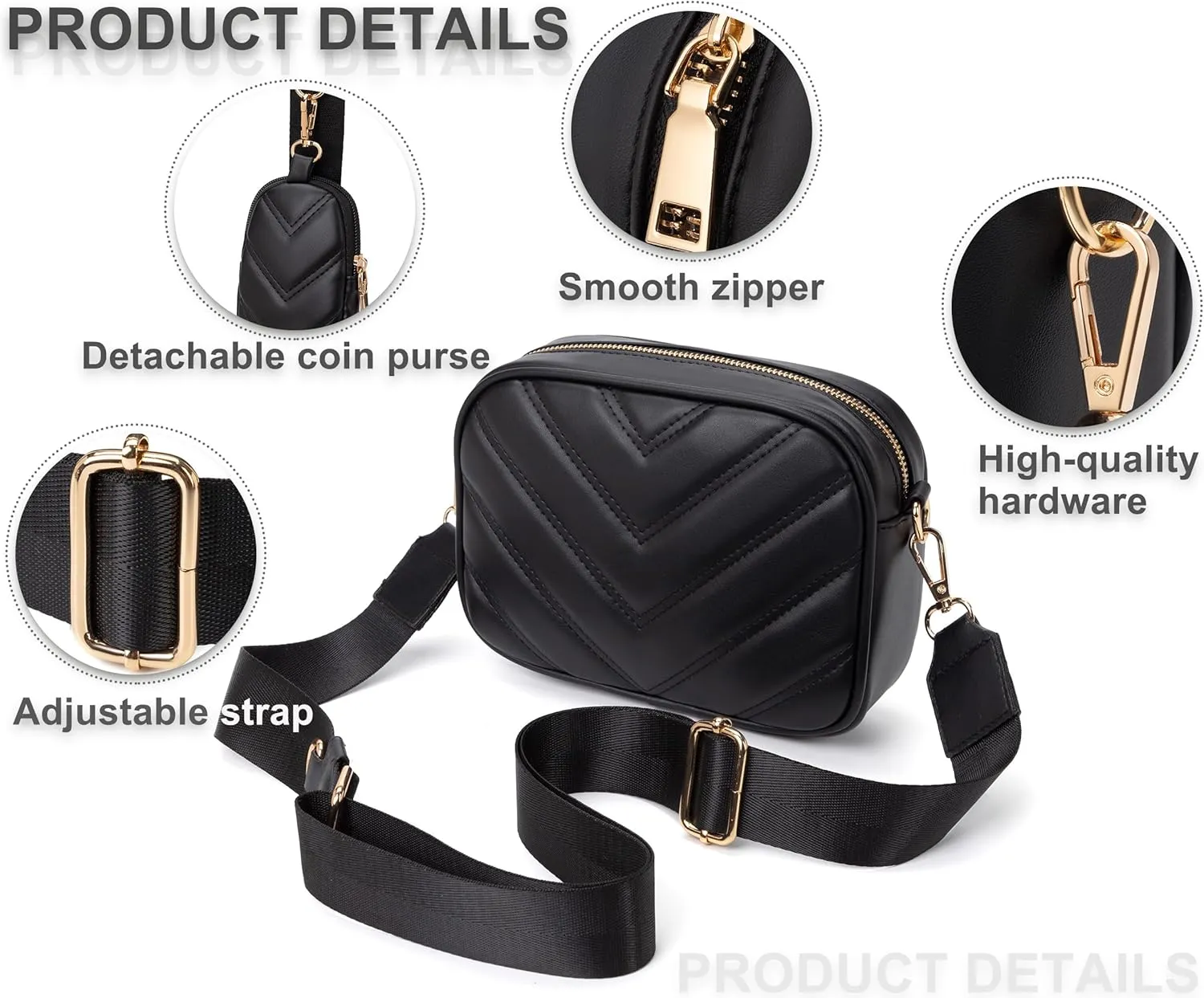 Small Quilted Crossbody Bags for Women Stylish Leather Purse Designer Handbag with Coin Pouch for Shopping, Dating, Traveling
