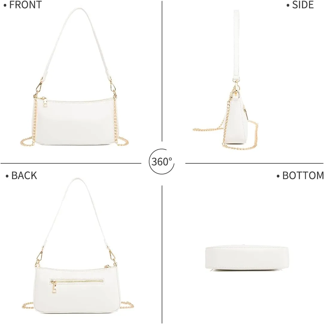 Small Shoulder Bag for Women Trendy Purse Retro Vegan Leather Hobo Purses Clutch Tote HandBags with Zipper Closure