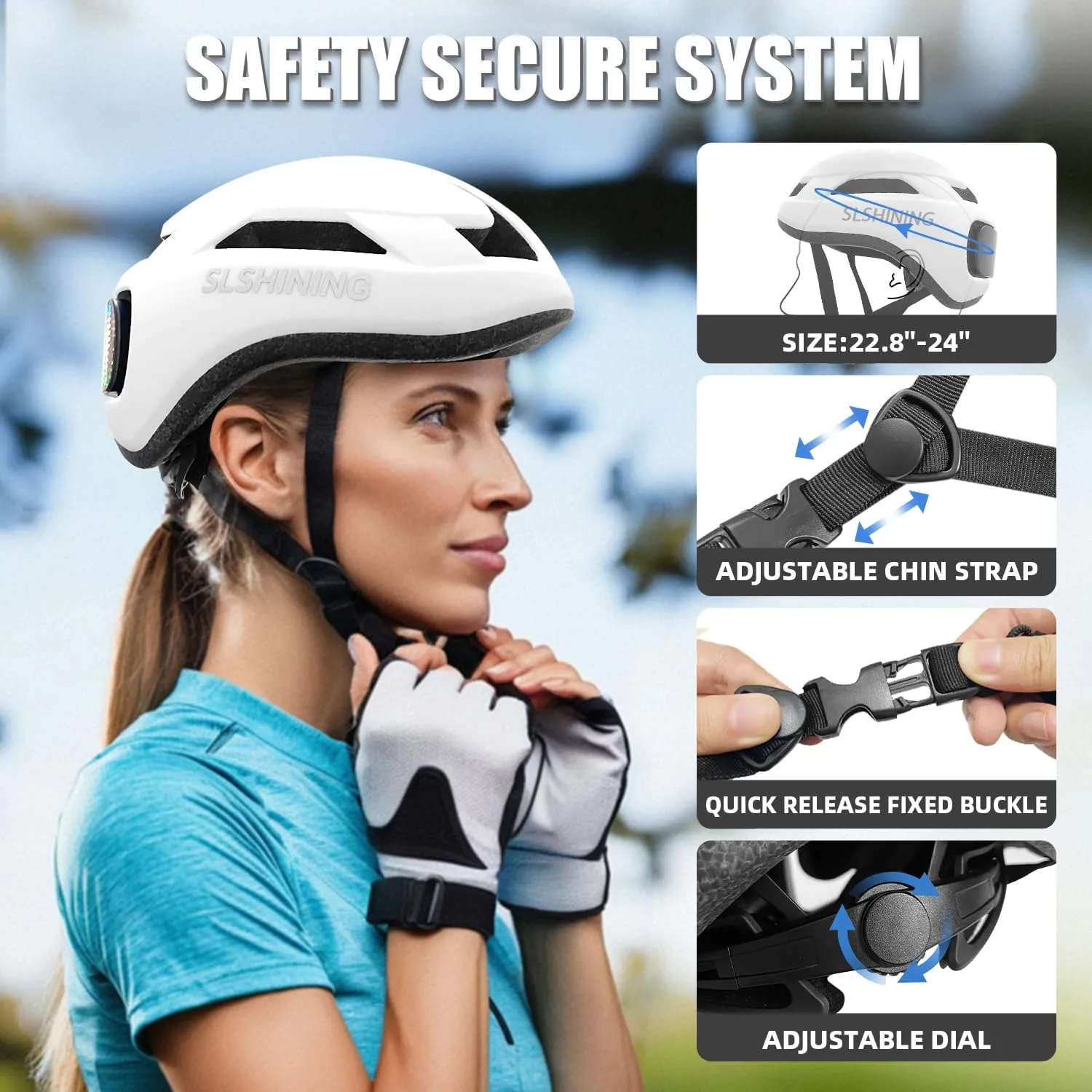 Smart Bike Helmet with Light: Bicycle Helmets for Adult Teens for Mountain & Road Cycling Electric Scooter Skateboard Skating