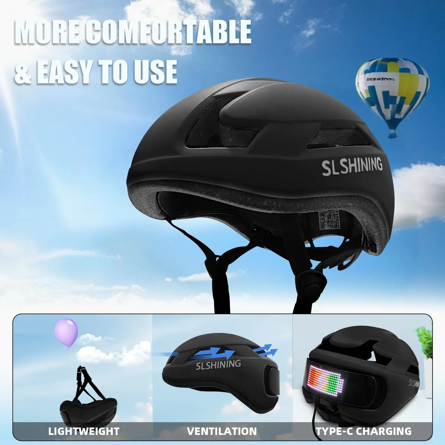 Smart Bike Helmet with Light: Bicycle Helmets for Adult Teens for Mountain & Road Cycling Electric Scooter Skateboard Skating