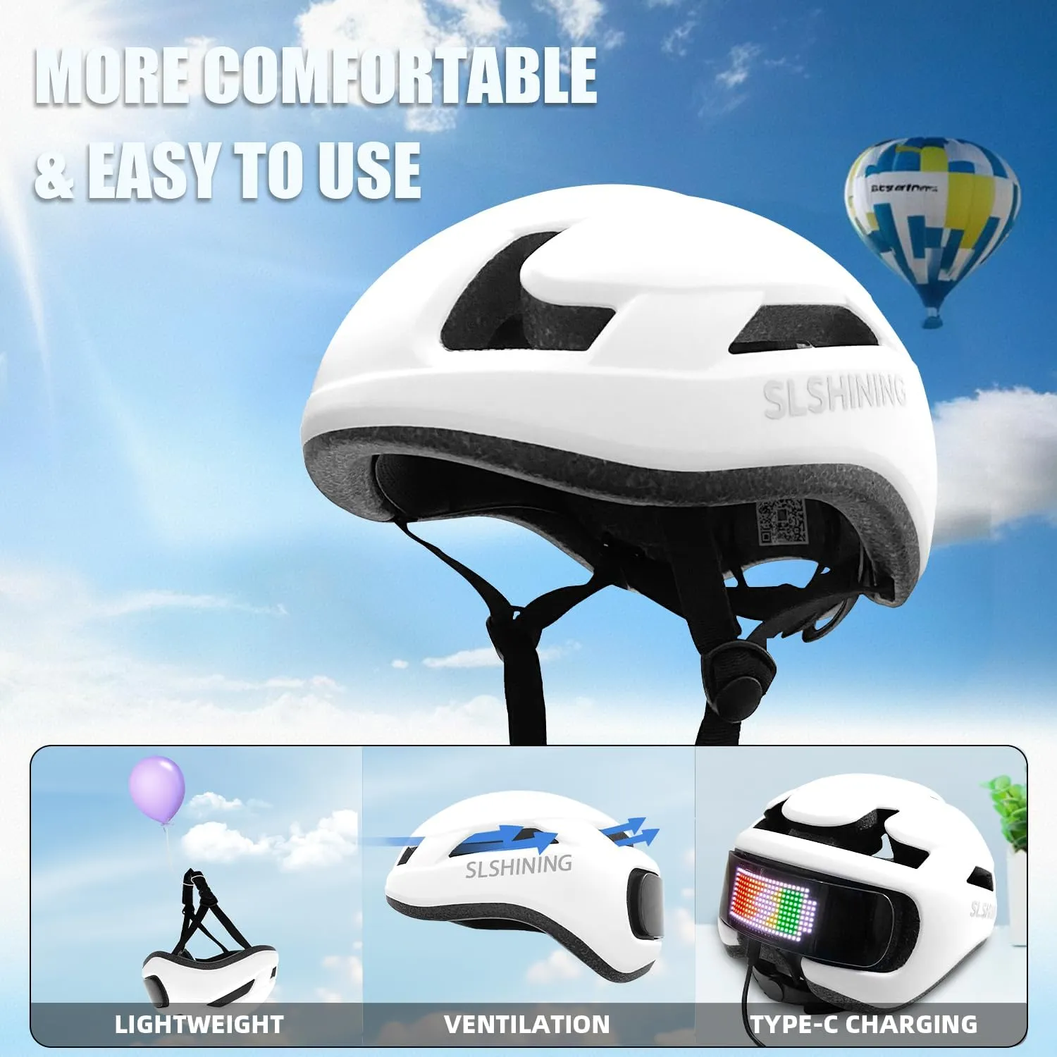 Smart Bike Helmet with Light: Bicycle Helmets for Adult Teens for Mountain & Road Cycling Electric Scooter Skateboard Skating