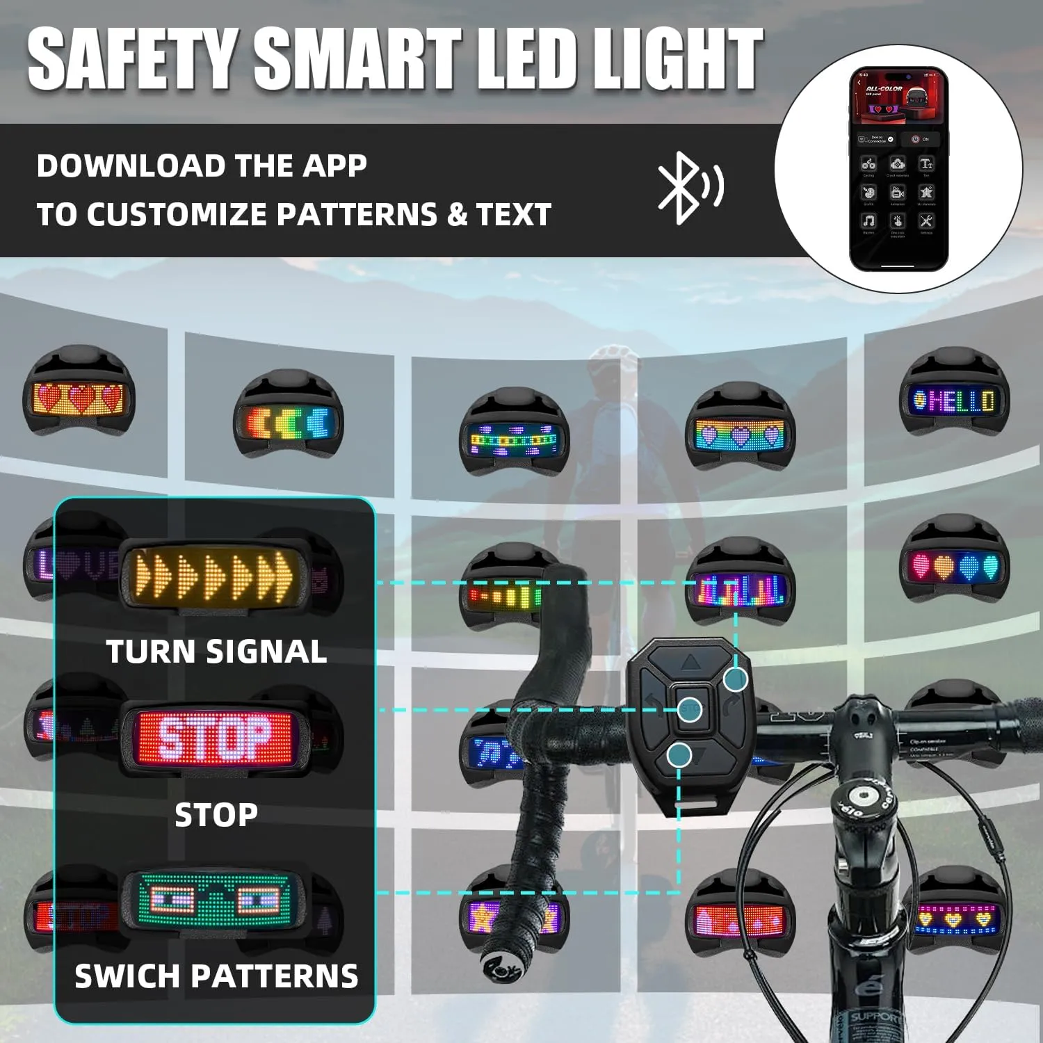 Smart Bike Helmet with Light: Bicycle Helmets for Adult Teens for Mountain & Road Cycling Electric Scooter Skateboard Skating