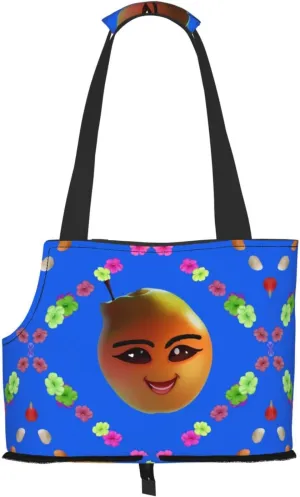 Smiley Yellow Pear Printed Pet Shoulder Bag, Specially Designed for Small Dogs and Cats, Multifunctional Shoulder and Handbag