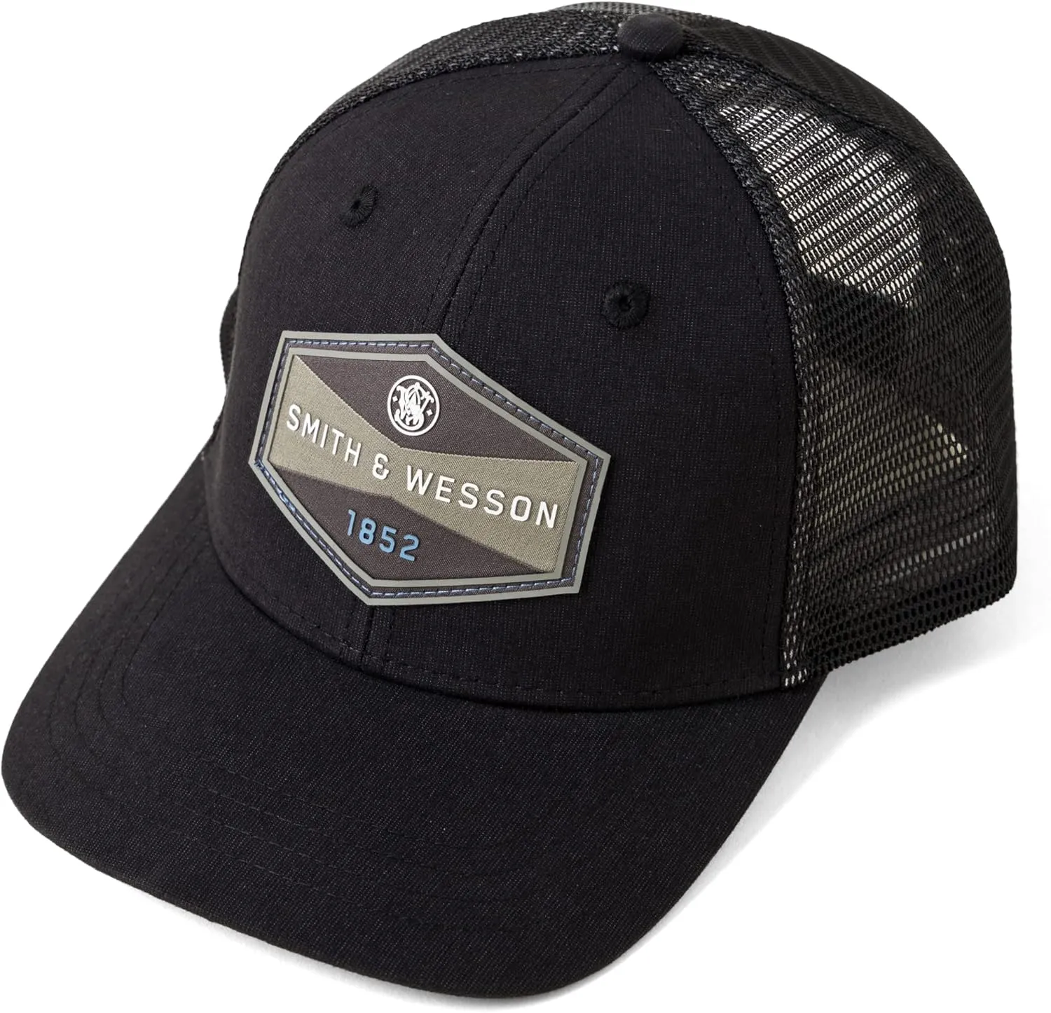 Smith & Wesson® Officially Licensed Men's Trucker Hat, Adjustable Snapback, 6-Panel Mesh Baseball Cap, One Size Fits Most