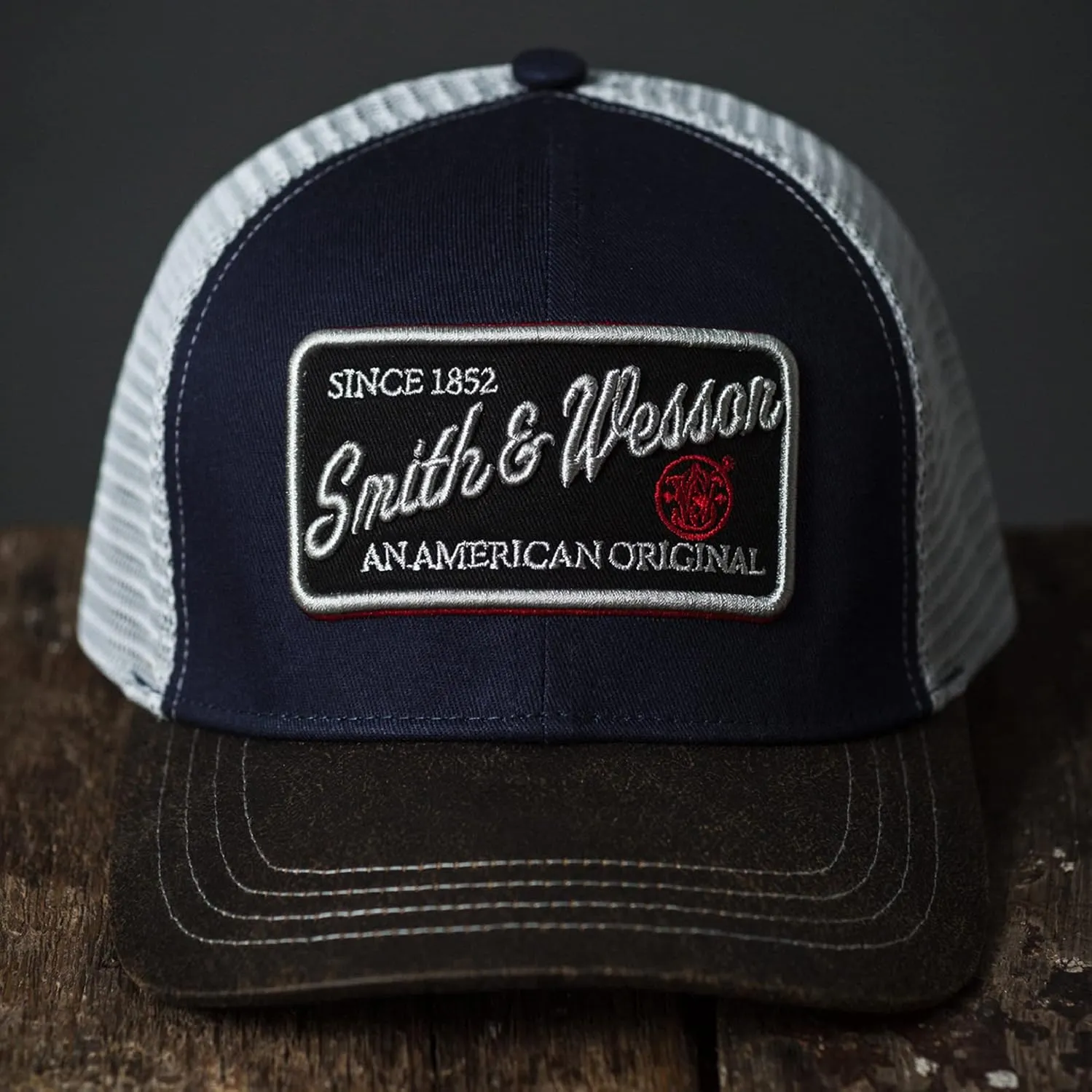 Smith & Wesson® Officially Licensed Men's Trucker Hat, Adjustable Snapback, 6-Panel Mesh Baseball Cap, One Size Fits Most