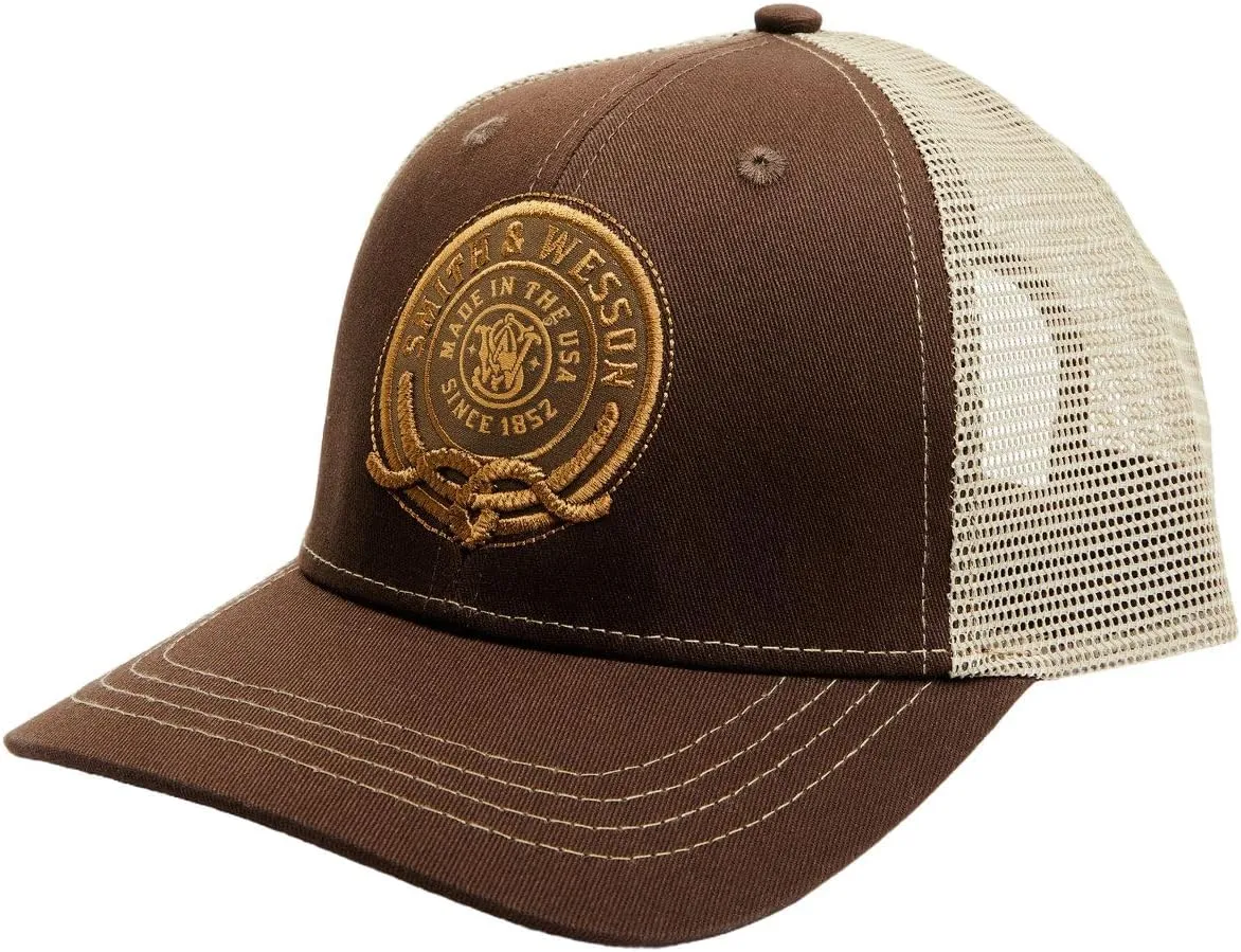Smith & Wesson® Officially Licensed Men's Trucker Hat, Adjustable Snapback, 6-Panel Mesh Baseball Cap, One Size Fits Most