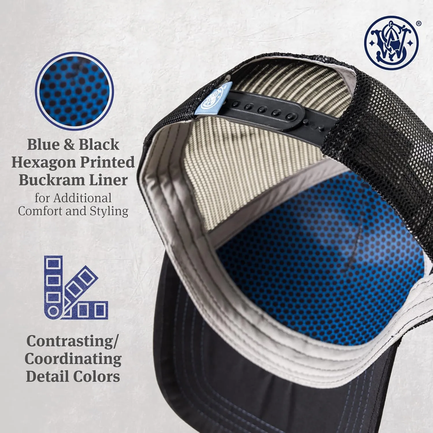 Smith & Wesson® Officially Licensed Men's Trucker Hat, Adjustable Snapback, 6-Panel Mesh Baseball Cap, One Size Fits Most
