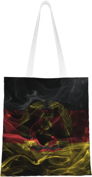 Smoke Style Flag Of East Germany Tote Bag for Women Canvas Shopping Bags Reusable Large Capacity Casual Shoulder Handbags Grocery Bags DIY Gift Bags
