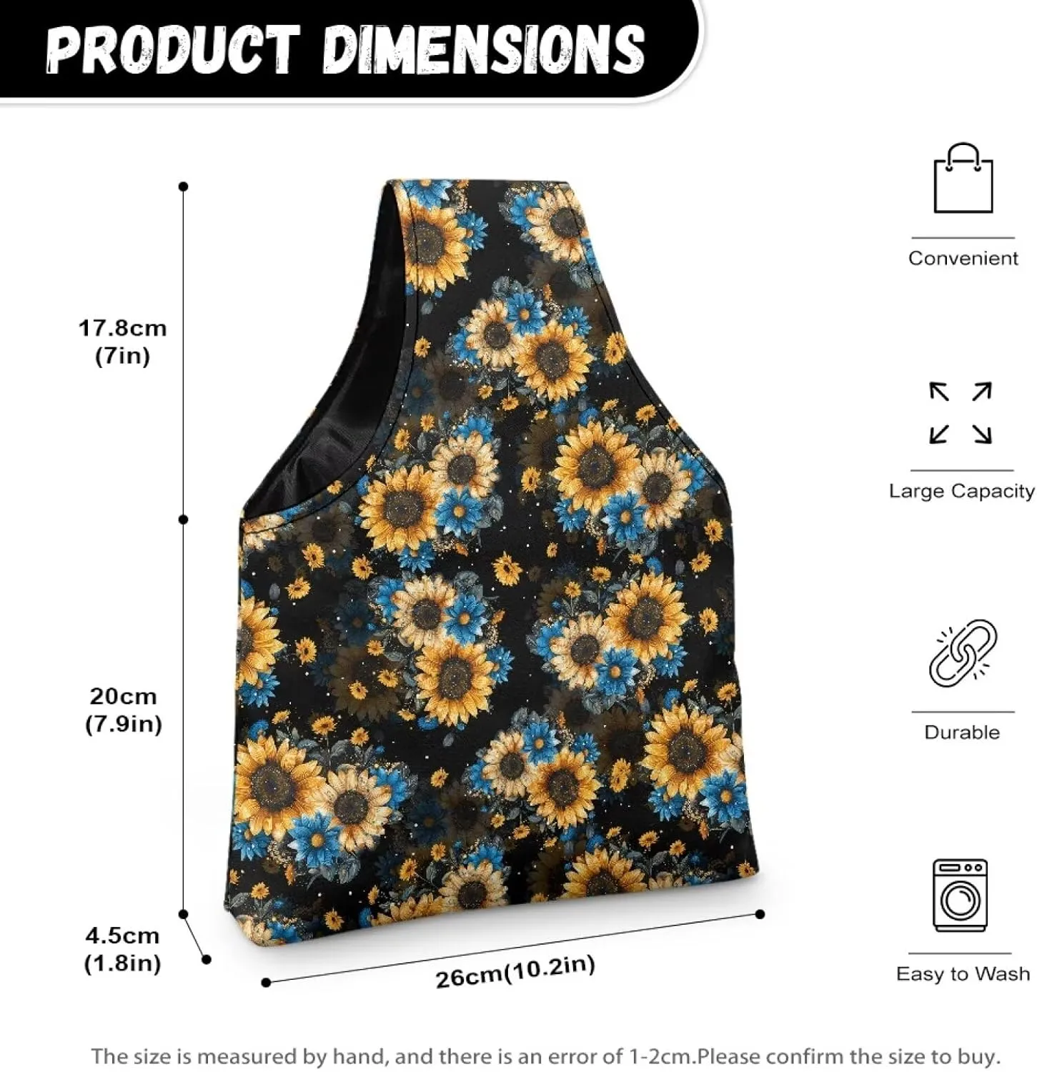 Snilety Sunflower Portable Knitting & Crochet Storage Bag, Yarn Organizer Tote with Cover and Shoulder Strap for Yarn, Needles and Other Supplies Portable Shopping Handbag.Bag Only
