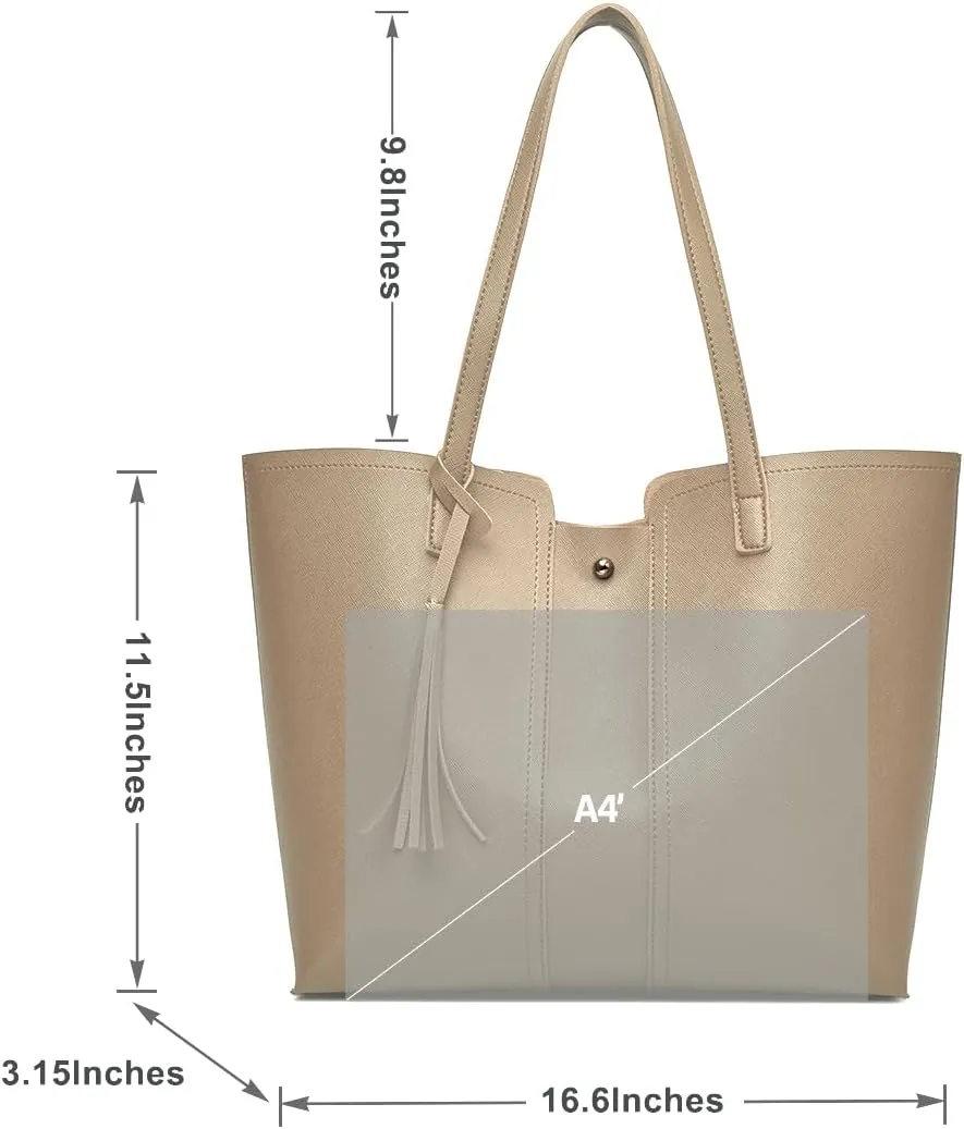 Soft Faux Leather Tote Shoulder Bag for Women, Simple Modern Bag,Big Capacity Tassel Handbag,Outdoor Shoulder Purse