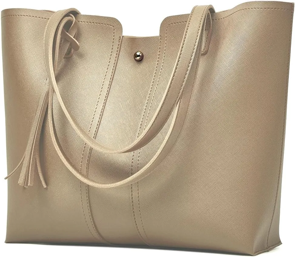 Soft Faux Leather Tote Shoulder Bag for Women, Simple Modern Bag,Big Capacity Tassel Handbag,Outdoor Shoulder Purse