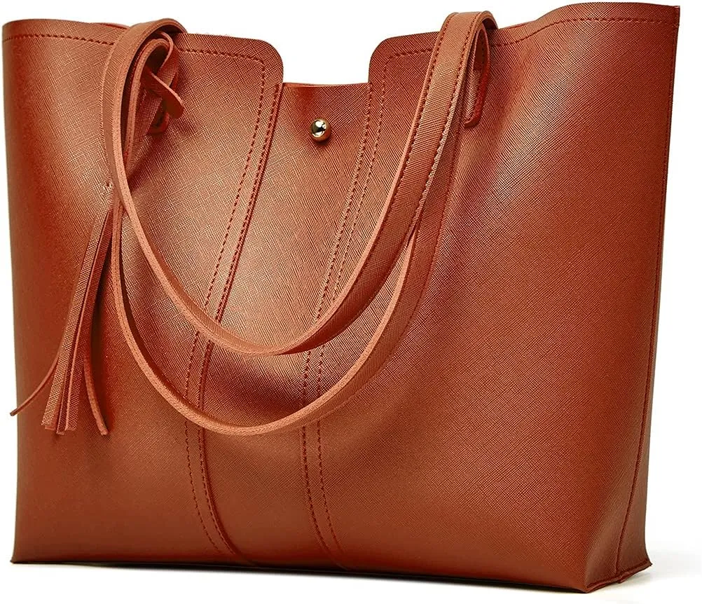 Soft Faux Leather Tote Shoulder Bag for Women, Simple Modern Bag,Big Capacity Tassel Handbag,Outdoor Shoulder Purse