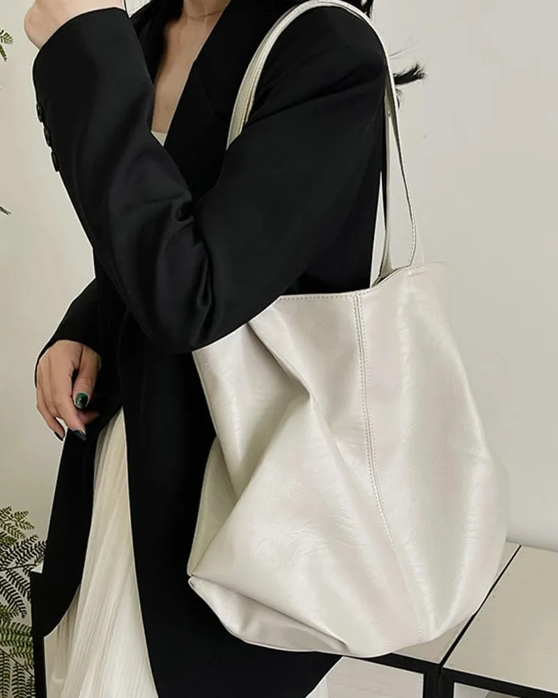 Soft Leather Tote Bag Large Capacity Work Hobo Pu Leather Shoulder Handbag Big Travel Shopping Work Bag