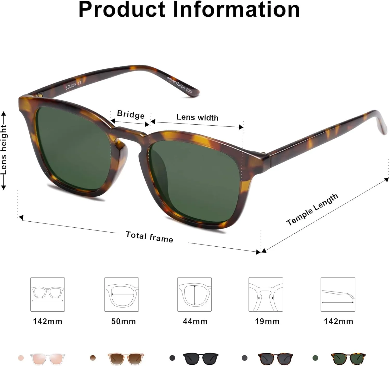 SOJOS Polarized Sunglasses for Women Men Classic Vintage Style Shades